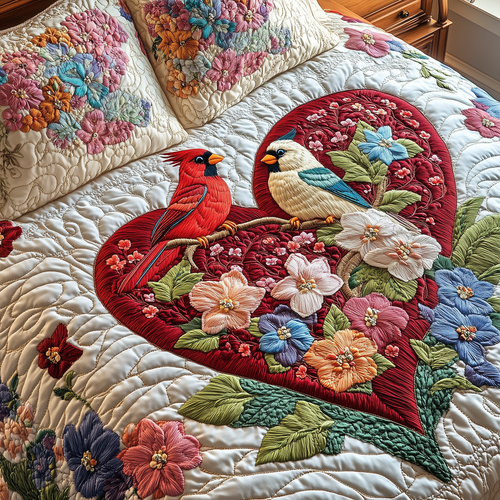 Cardinal Romance Haven 3-Piece Quilted Bedding Set GFTOTP2669