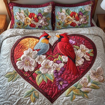 Cardinal Romance Haven 3-Piece Quilted Bedding Set GFTOTP2670