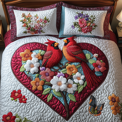 Cardinal Romance Haven 3-Piece Quilted Bedding Set GFTOTP2671