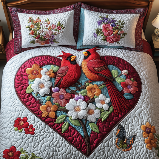 Cardinal Romance Haven 3-Piece Quilted Bedding Set GFTOTP2671