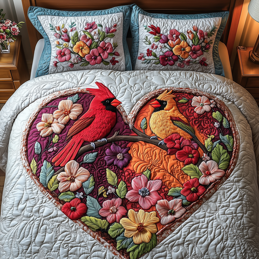 Cardinal Romance Haven 3-Piece Quilted Bedding Set GFTOTP2672