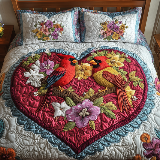 Cardinal Romance Haven 3-Piece Quilted Bedding Set GFTOTP2673