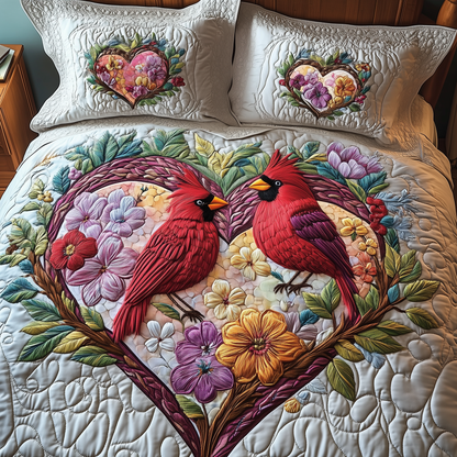 Cardinal Romance Haven 3-Piece Quilted Bedding Set GFTOTP2674