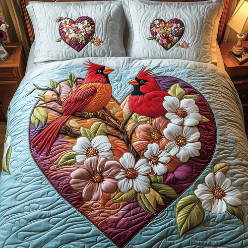 Cardinal Romance Haven 3-Piece Quilted Bedding Set GFTOTP2675