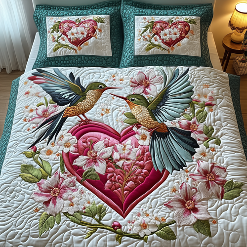 Hummingbird Love 3-Piece Quilted Bedding Set GFTOTP2695