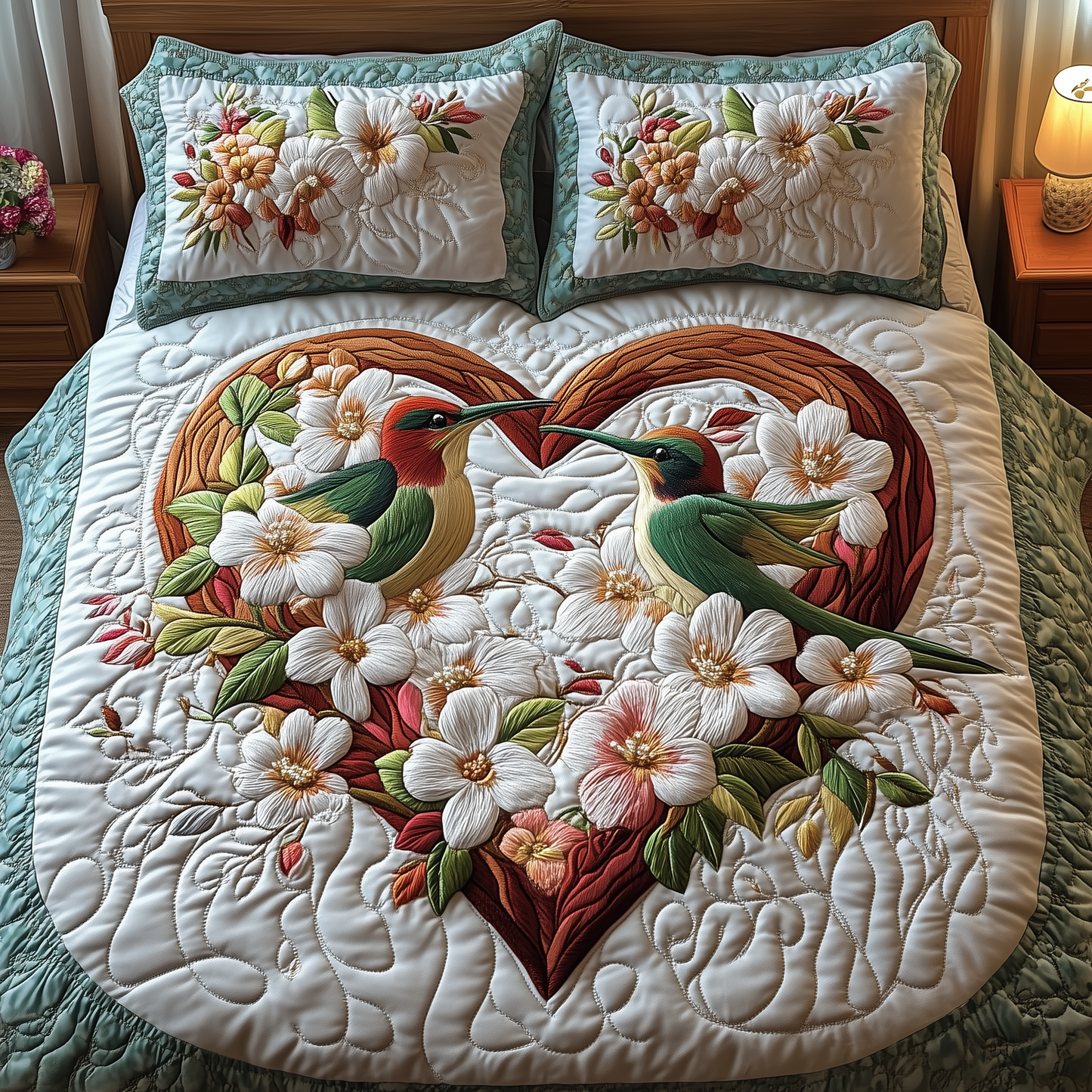 Hummingbird Love 3-Piece Quilted Bedding Set GFTOTP2696