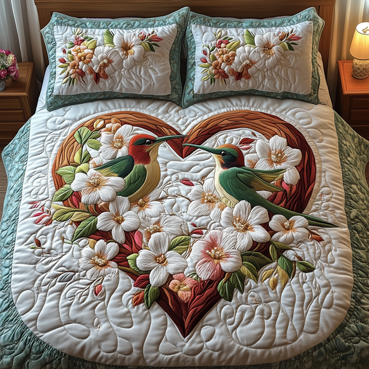 Hummingbird Love 3-Piece Quilted Bedding Set GFTOTP2696