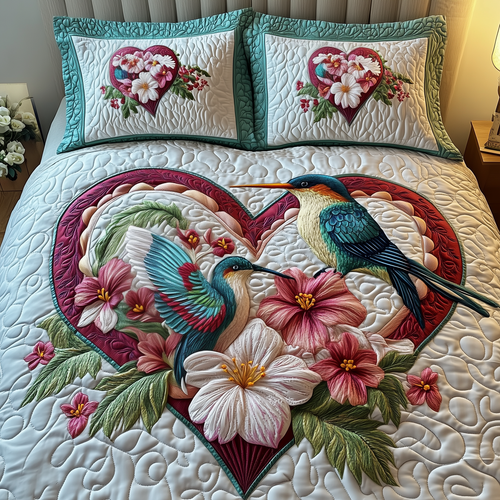 Hummingbird Love 3-Piece Quilted Bedding Set GFTOTP2698