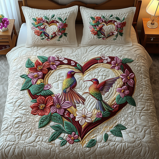 Hummingbird Love 3-Piece Quilted Bedding Set GFTOTP2699