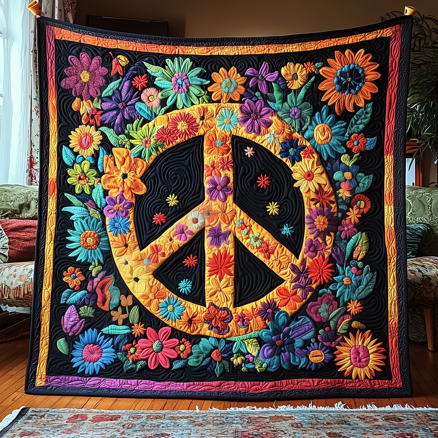 Peace Sign Quilted Blanket GFTOTP2704