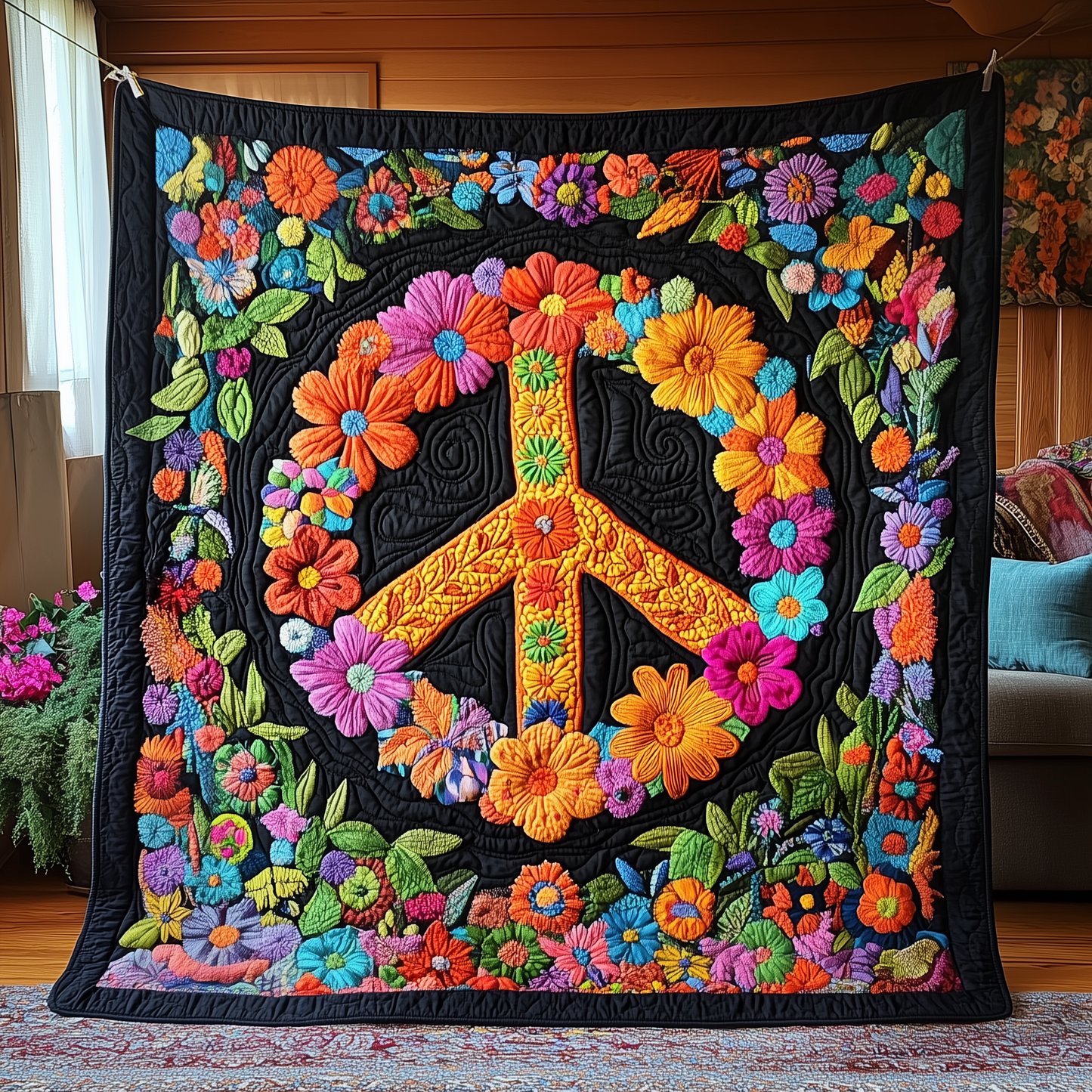 Peace Sign Quilted Blanket GFTOTP2705