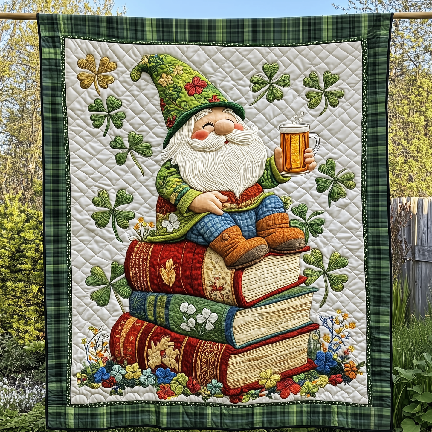 Adorable Irish Gnome Quilted Blanket GFTOTP2746
