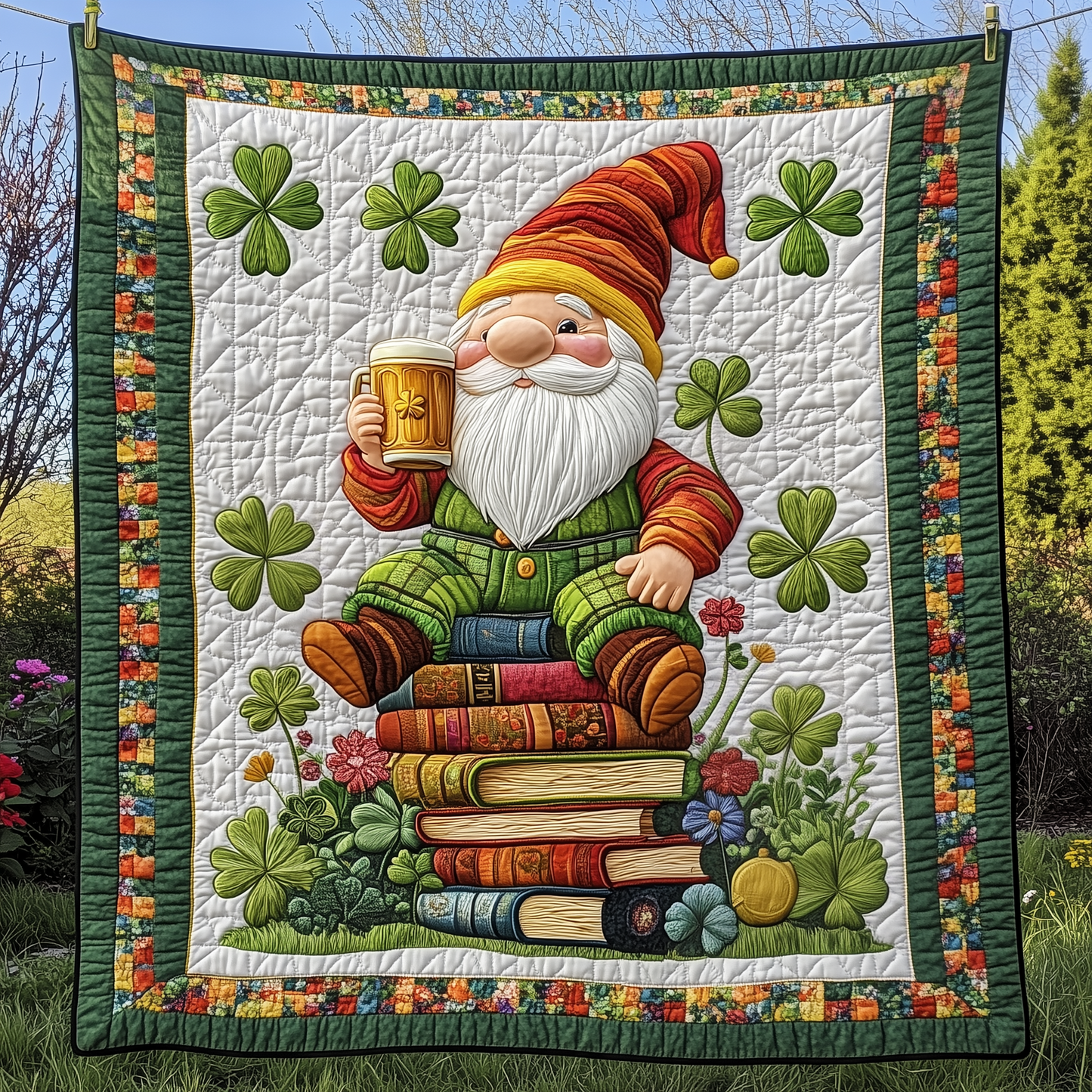 Adorable Irish Gnome Quilted Blanket GFTOTP2748