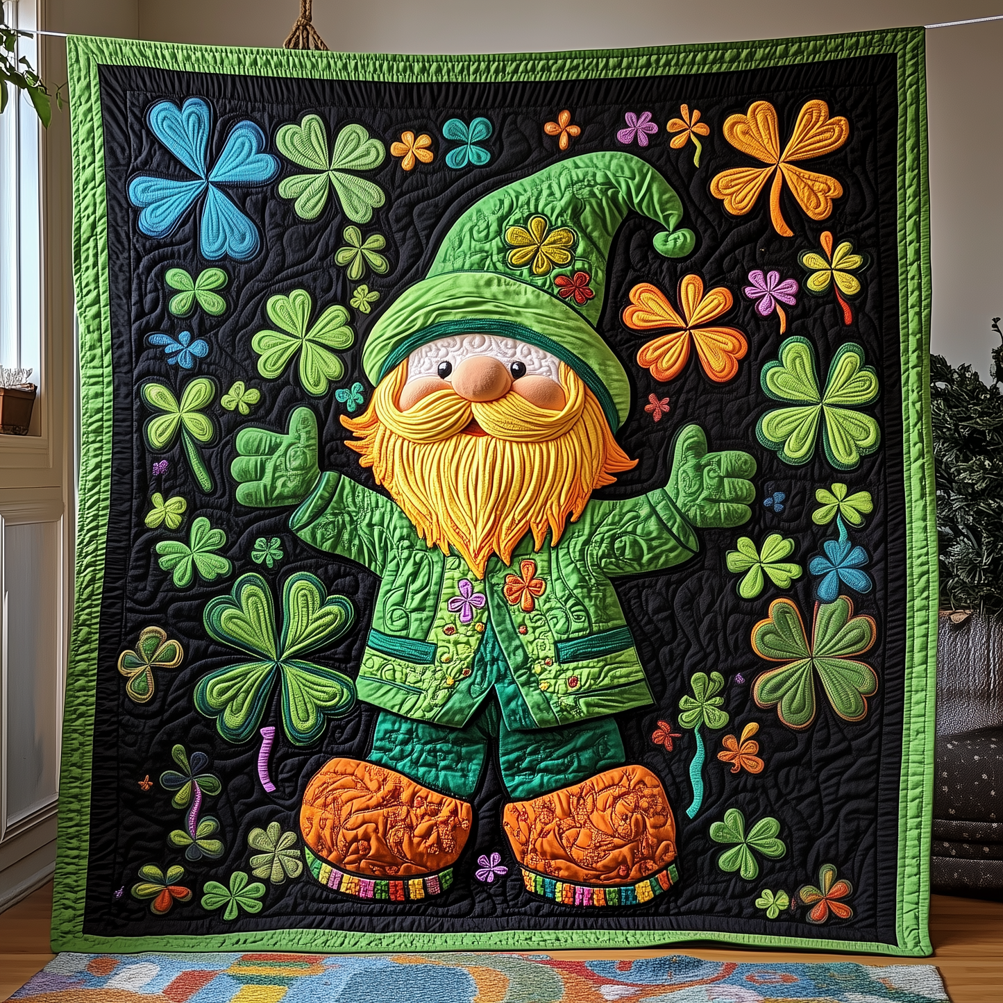 Adorable Irish Gnome Quilted Blanket GFTOTP2749