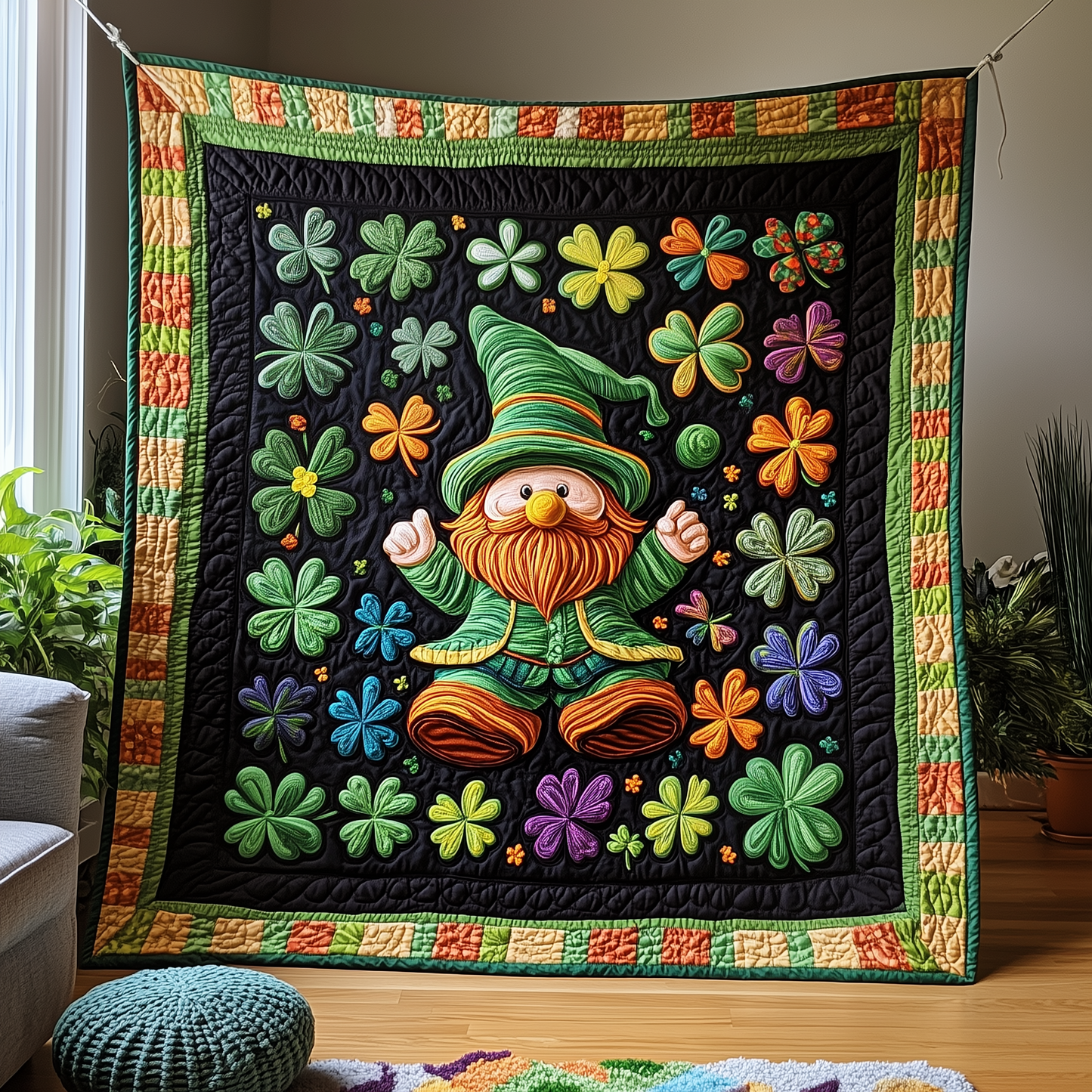 Adorable Irish Gnome Quilted Blanket GFTOTP2751