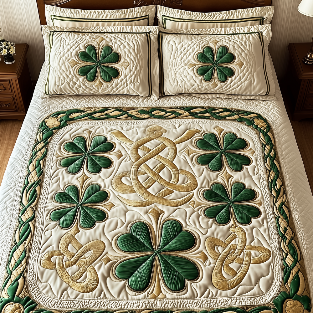 Irish Shamrock 3-Piece Quilted Bedding Set GFTOTP2796