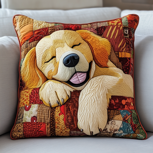Sleepy Golden Retriever Quilted Pillow Case GFTOTP2804