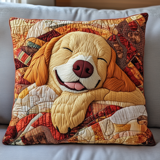 Sleepy Golden Retriever Quilted Pillow Case GFTOTP2806
