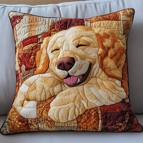 Sleepy Golden Retriever Quilted Pillow Case GFTOTP2807