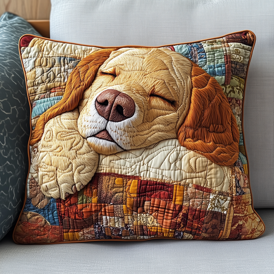 Sleepy Golden Retriever Quilted Pillow Case GFTOTP2809