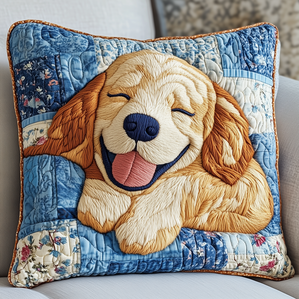 Sleepy Golden Retriever Quilted Pillow Case GFTOTP2811