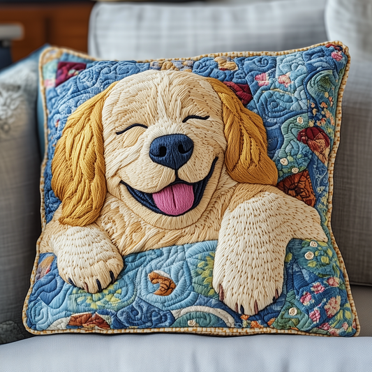 Sleepy Golden Retriever Quilted Pillow Case GFTOTP2812