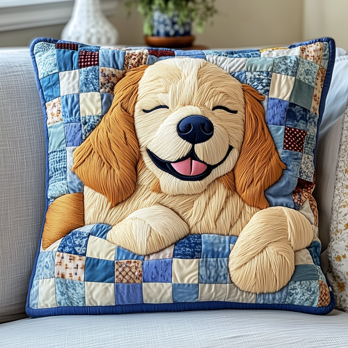 Sleepy Golden Retriever Quilted Pillow Case GFTOTP2813