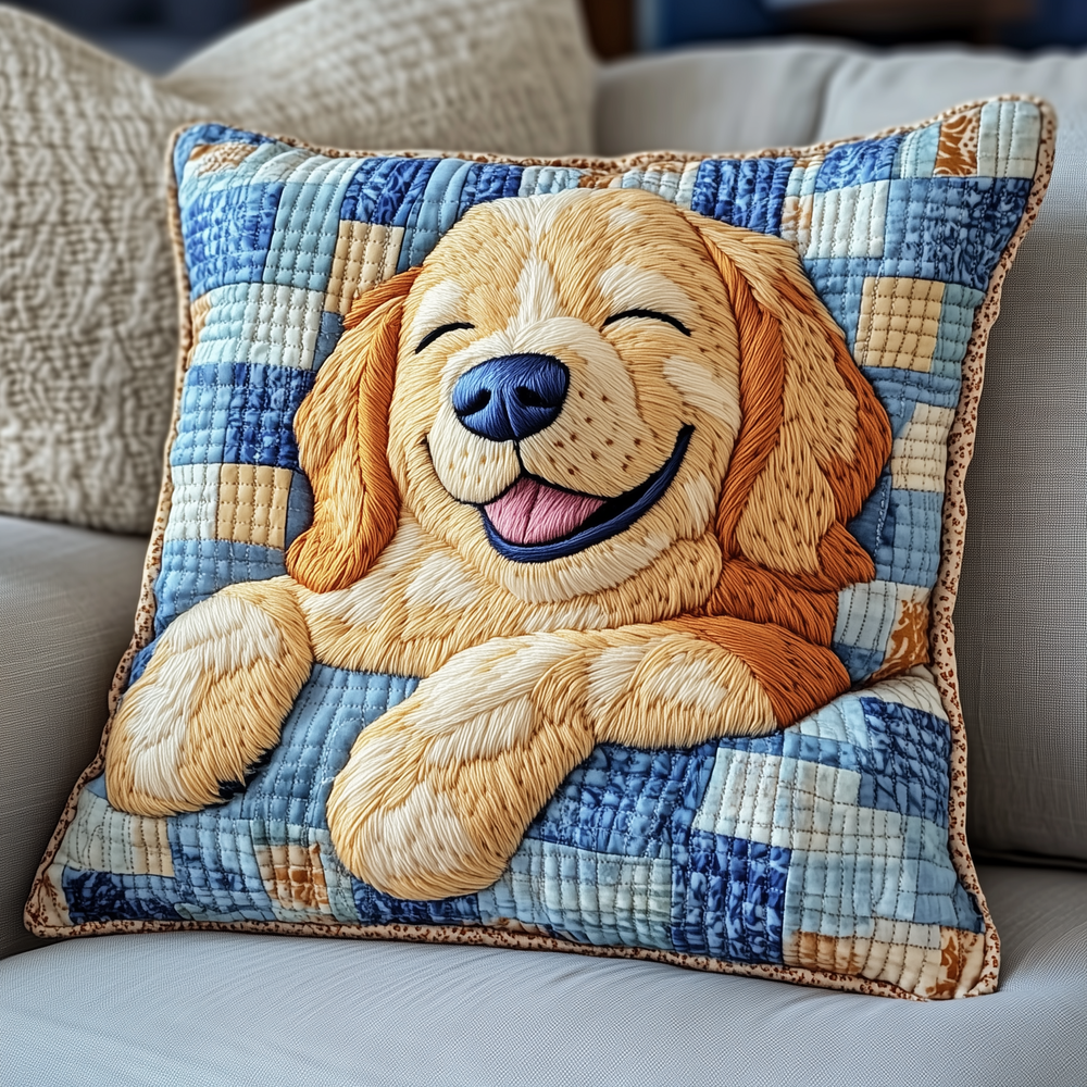 Sleepy Golden Retriever Quilted Pillow Case GFTOTP2814