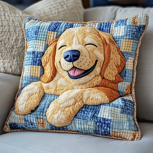 Sleepy Golden Retriever Quilted Pillow Case GFTOTP2814