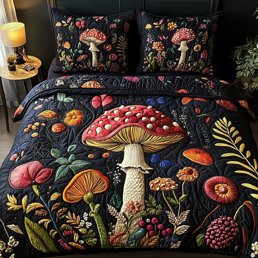 Mistique Mushroom 3-Piece Quilted Bedding Set GFTOTP2854