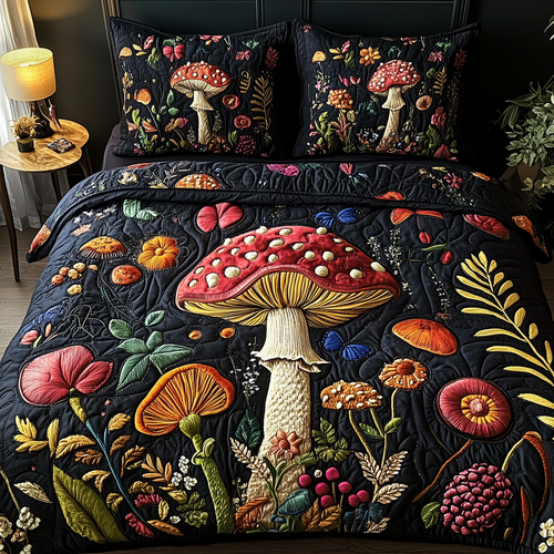 Mistique Mushroom 3-Piece Quilted Bedding Set GFTOTP2854