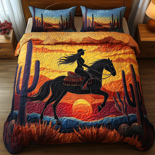 Sunset Cowgirl 3-Piece Quilted Bedding Set GFTOTP2862