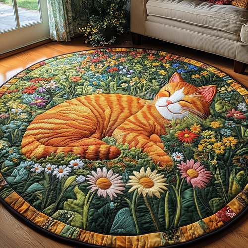 Sleepy Cat Quilted Round Mat GFTOTP3029