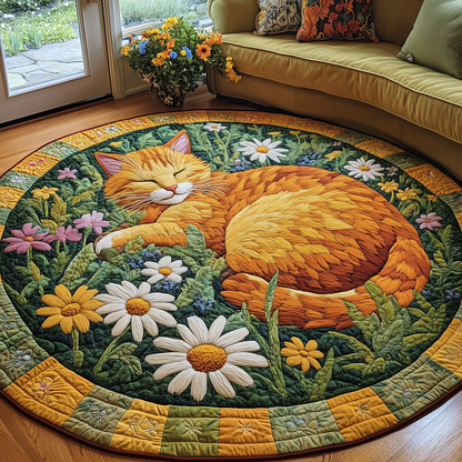 Sleepy Cat Quilted Round Mat GFTOTP3030