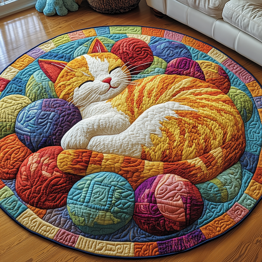 Sleepy Cat Quilted Round Mat GFTOTP3033