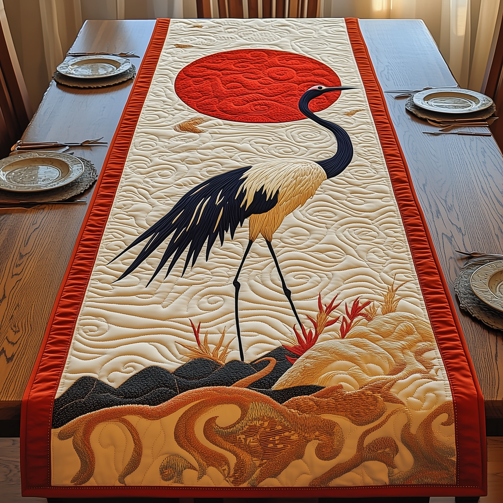 Elegant Crane Quilted Table Runner GFTOTP3059
