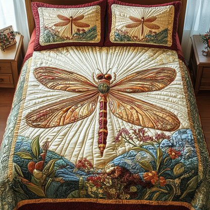 Sunshine Dragonfly 3-Piece Quilted Bedding Set GFTOTP3132