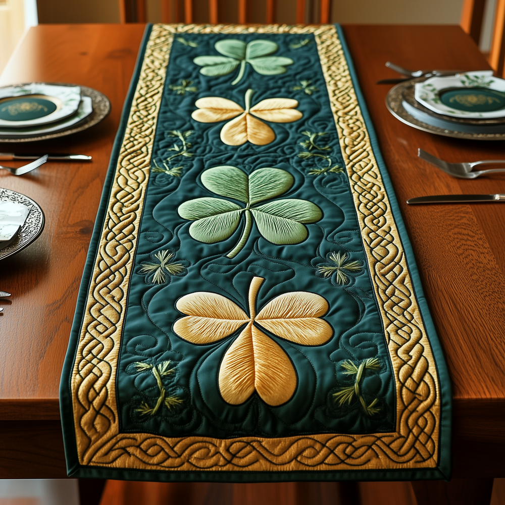 Irish Shamrock Quilted Table Runner