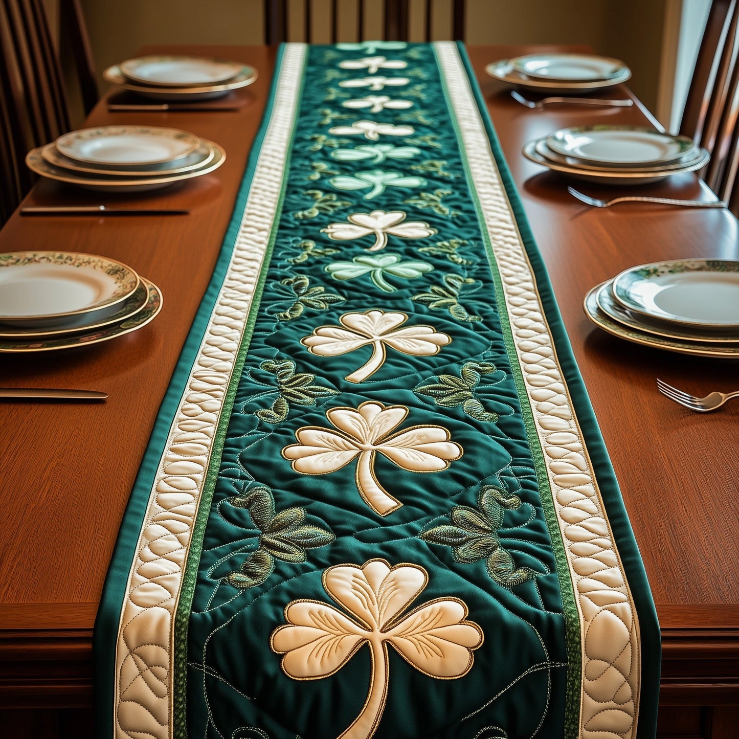 Irish Shamrock Quilted Table Runner GFTOTP3400