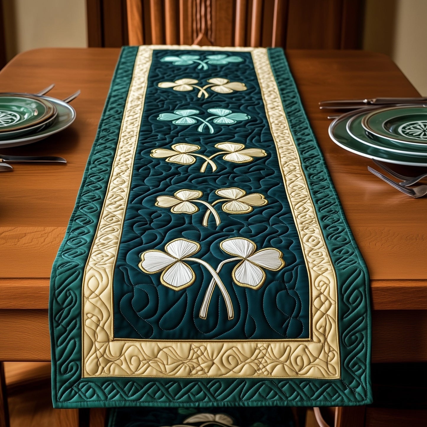 Irish Shamrock Quilted Table Runner GFTOTP3401