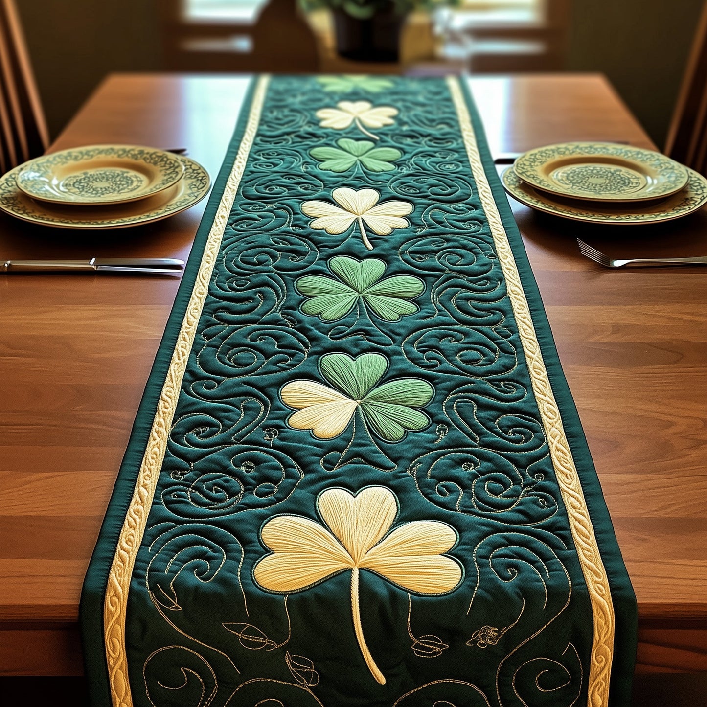Irish Shamrock Quilted Table Runner GFTOTP3402