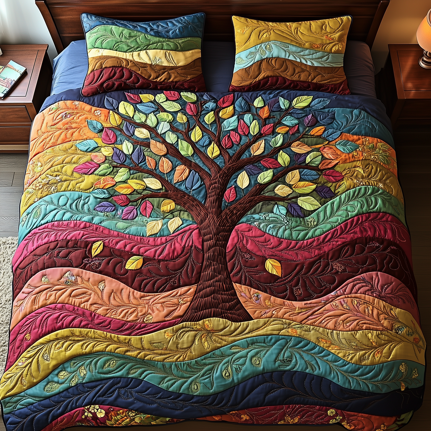Sunlit Tree of Life 3-Piece Quilted Bedding Set GFTOTP3449