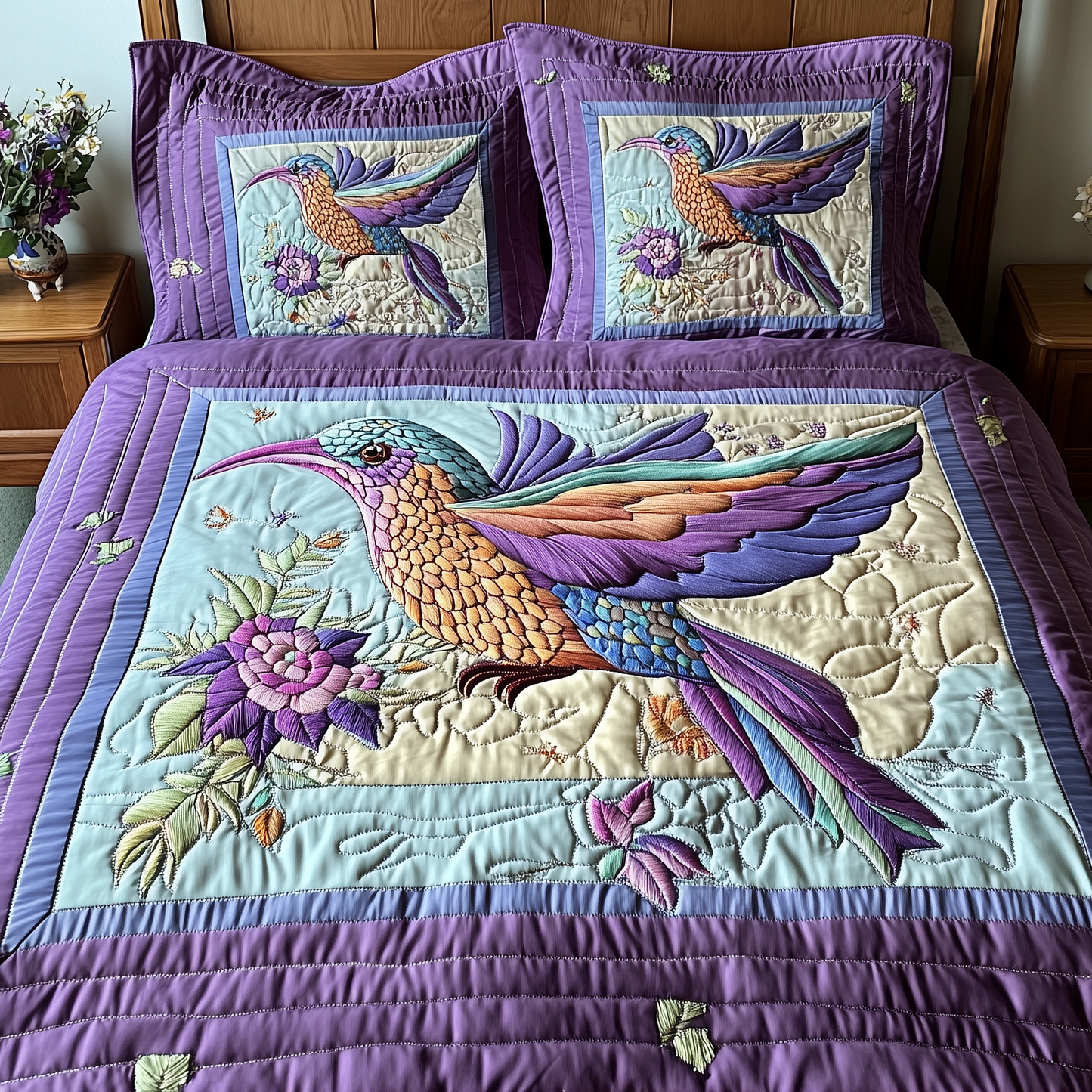Hummingbird Haven 3-Piece Quilted Bedding Set GFTOTP3476