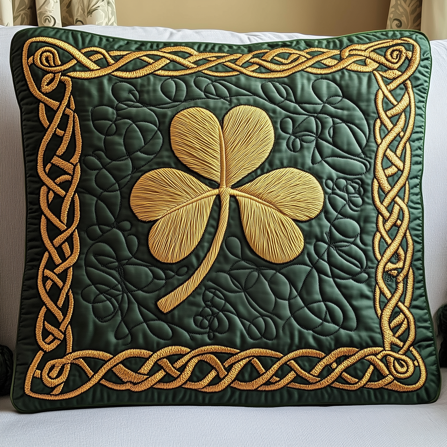 Irish Shamrock Quilted Pillow Case GFTOTP3495