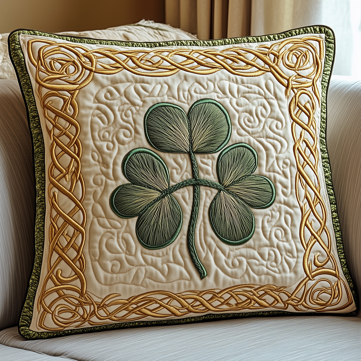 Irish Shamrock Quilted Pillow Case GFTOTP3500