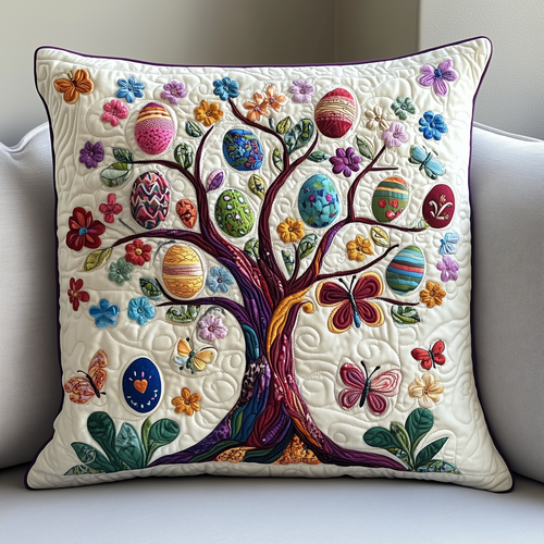 Tree Of Easter Eggs Quilted Pillow Case GFTOTP3504