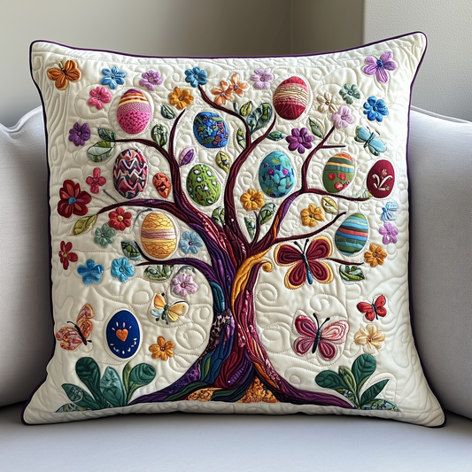 Tree Of Easter Eggs Quilted Pillow Case GFTOTP3504
