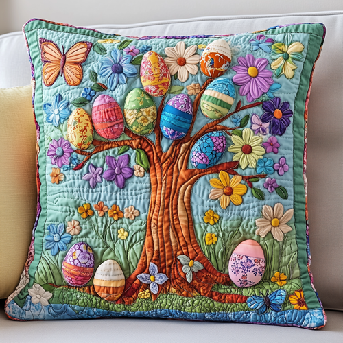 Tree Of Easter Eggs Quilted Pillow Case GFTOTP3512