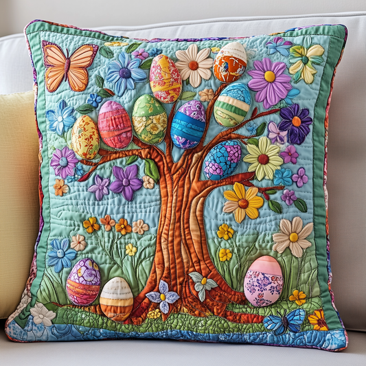 Tree Of Easter Eggs Quilted Pillow Case GFTOTP3512