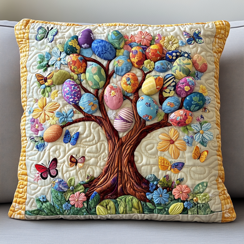 Tree Of Easter Eggs Quilted Pillow Case GFTOTP3514